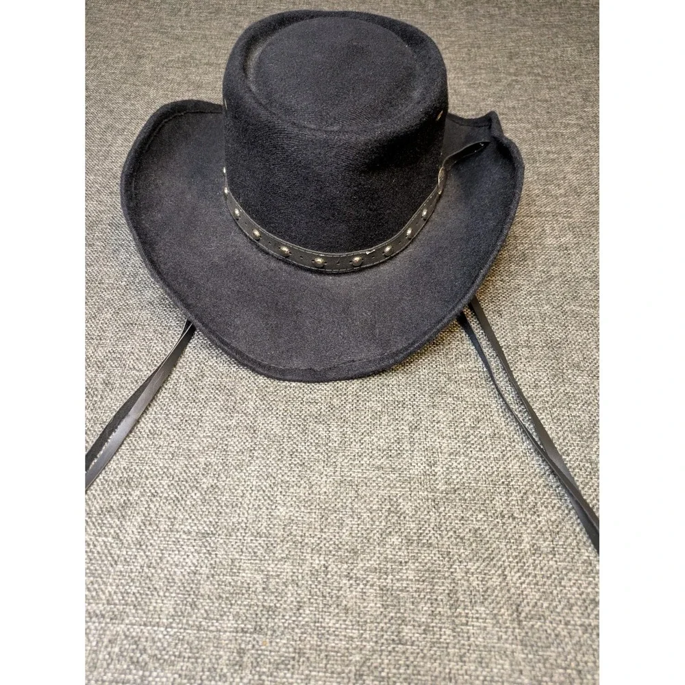 Western Express Black Wool Felt Gambler Western Cowboy Hat Size 6 3/4 Unisex